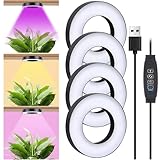 4Stück Pflanzenlampe LED Vollspektrum, Pflanzenlicht mit Auto Timer, LED Grow...