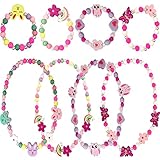 RUIJIE Kinder Schmuck Set 8 Stück Mädchen Schmuck Perlen Armband Halskette 4...