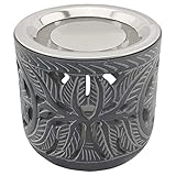 Räucherstövchen aus indischem Speckstein – mit Edelstahlsieb & Metallscheibe...