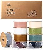 Vitalizart 9 Farben Organzaband, 2,5 cm x 82,3 m, Farbband zum Basteln,...