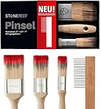 STONE REEF Lasurpinsel Set [Mit Reinigungskamm] 3 STK. Pinsel Holz streichen -...