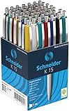 Schneider K15 Kugelschreiber mit Blauer Tinte, Farben Sortiert, 50 Stück