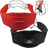 C.P. Sports Trainings Dip Gürtel Dipgürtel, Schwarz oder Rot extra Lange Kette...