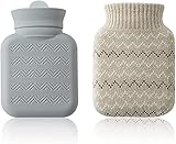 Baby-Wärmflasche mit Strickbezug, Tragbarer Mini-Silikon-Handwärmer,...