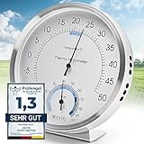 MAVORI® 2in1 Thermometer & Hygrometer aus Edelstahl | Analog Hygrometer &...