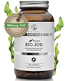QIDOSHA® Jod aus Bio Kelp, 365 Kapseln im Apothekerglas, pflanzliches Jod aus...