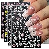 JMEOWIO Nagelsticker Frühlings Blume 9 Blatt Nail Art Sticker Selbstklebend...