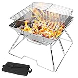 Odoland BBQ Feuerstelle Tragbare Lagerfeuerstelle Faltbarer Campinggrill 304...