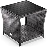Casaria® Polyrattan Beistelltisch mit WPC Tischplatte 45x45x40 cm 80 kg...
