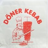 Starpak 100 Stück Döner - Kebab - Tüten (Weiß mit Rotem Motiv und...