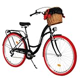 Milord Komfort Fahrrad mit Weidenkorb, Hollandrad, Damenfahrrad, Citybike,...