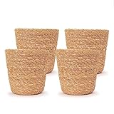 Bloomique - Geflochtener Blumentopf Maki - Set mit 4 Töpfen - Beige - Seil -...