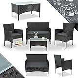 Juskys Polyrattan Sitzgruppe Fort Myers 4 Personen mit 2er Sofa, 2 Stühle,...