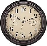 Foxtop Innen Draussen Wetterfeste Wanduhr mit Temperaturanzeige und Hygrometer,...
