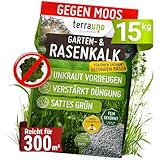 TerraUno Rasenkalk Frühjahr gegen Moos & Unkraut, Moosfreier Rasen in 14 Tagen,...