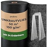 Praknu Unkrautvlies 100g/m2 𝗘𝘅𝘁𝗿𝗮 𝗦𝘁𝗮𝗿𝗸 - 50m2 -...