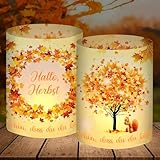 12 Windlicht Tischdeko Herbst, Herbstdeko Innen Modern, Herbstblätter Deko,...