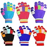 Kinder Winterhandschuhe Vollfinger Handschuhe Gestrickte Streifenhandschuhe für...