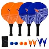 U&C Planet Beachball Set Paddle Ball Spiel Strandschlägerset aus Holz Schläger...