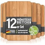 12er-Set Frühstücksbrettchen aus Bambus Holz - 22x14x0,8cm Holzbrettchen Set...