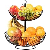 Chefarone® Obst Etagere Groß - Obstschale 33CM - Stilvoller Obstkorb, Schwarz...