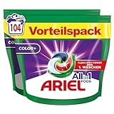 Ariel Waschmittel Pods All-in-1, Color+ Flüssigwaschmittel, 104 (2x52) W...