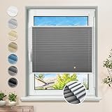 Plissee ohne Bohren Verdunkelung Klemmfix Grau 85x220cm Thermo Plissees 100%...
