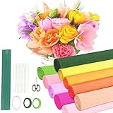10 Farben Krepppapier Bunt, 25 * 250cm Bunt Bänder Crepe Paper, Floristenkrepp...