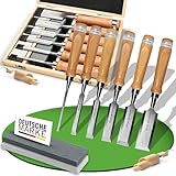 PUREWERK® Stechbeitel Set für Holz [6 Größen] - Beitelset mit 6 geschärften...