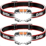 Gritin Stirnlampe LED, [2 Stück] LED Stirnlampe Kopflampe Superhell mit 3 Modi,...