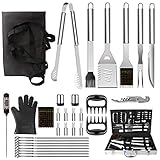 NEXGADGET BBQ Grillbesteck Set 32PCS Edelstahl Grillzubehör mit Langen Griffen,...