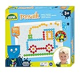 Lena 35623 - Mosaik Steckspiel Set, Steckmosaik mit 100 farbigen Stecker,...