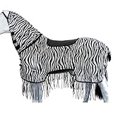 Marengos - Zebra Fliegenausreitdecke mit Fransen – Pferdedecke m....