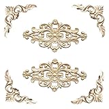 Pamtns Holzornamente 6 Stück Applique Rahmen Dekoration Schnitzerei für Möbel...