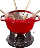 STAUB Fondue Set mit 6 Gabeln, Gusseisen, 20 cm, 2,3 l, Geeignet für Käse-...