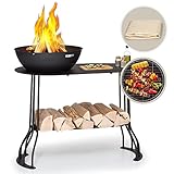 Blumfeldt Feuerschale für den Garten, Feuerschale mit Grillrost & Abdeckung...
