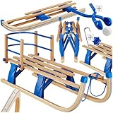tectake® Schlitten klappbar, Holzschlitten mit Rückenlehne, Kinderschlitten,...