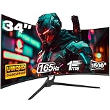 Gawfolk 34 Zoll Ultrawide Curved Gaming Monitor, 1500R PC Bildschirm 165hz UWQHD...