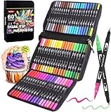 Lyuvie Filzstifte Set, 60 Farben Pinselstifte Aquarell Brush Pen Set für...