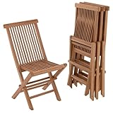 Divero 4er Set Gartenstuhl Balkonstuhl Hochlehner Teakholz Stuhl für Terrasse...
