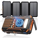 SOARAISE Wireless Solar Powerbank 27000mAh - Tragbare Solar Ladegerät mit 4...
