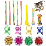 AIMICOCA 45 Stück Katzen Spielzeug Feder bälle Set, Katzen röhren Spielzeug...