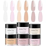 Aokitec Acrylpulver für Nägel, 6 Farben Klar Nude Rosa Acrylic Powder für...