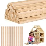 58 Stück Holzleisten zum Basteln, Holzstäbe Eckig, Quadratischer Natur...