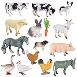SIENON 15 Stück Tierfiguren Spielzeug Mini Bauernhof , Scheune Tiere, Miniatur...