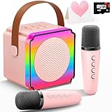 Gontence Karaoke Maschine Kinder mit 2 Mikrofonen, Geschenkkarte, TF-Karte,...