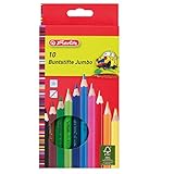 Herlitz Jumbo Buntstifte, lackiert, 10 Farben sortiert