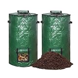 Micmetago 2 Stück Komposter Garten mit Deckel - Stabil & Faltbar, 120 Liter,...