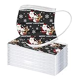 AmyGline 50 Stück Weihnachten-Mundschutz mit Motiv,Einweg_3Lagig_Staubdicht...