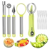 GOSHIES 10 Stück Obst Werkzeug Set 4 in 1 Obst Löffel Cutter Set Edelstahl...